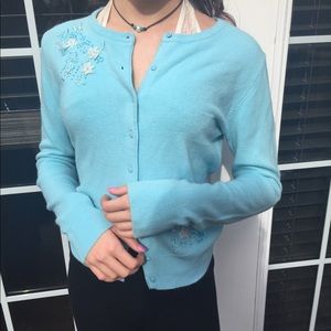 baby blue cardigan